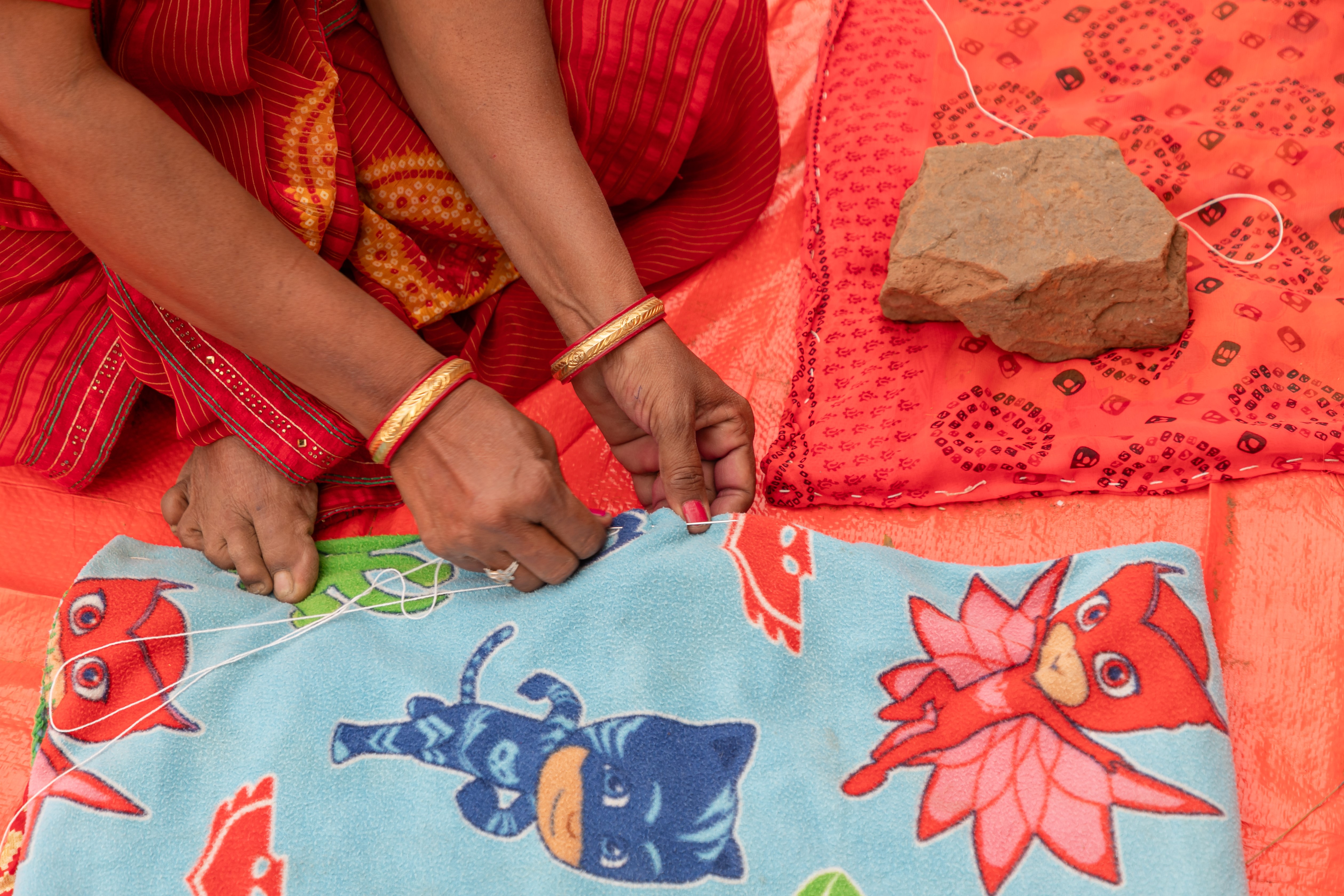 Indian woman sewing