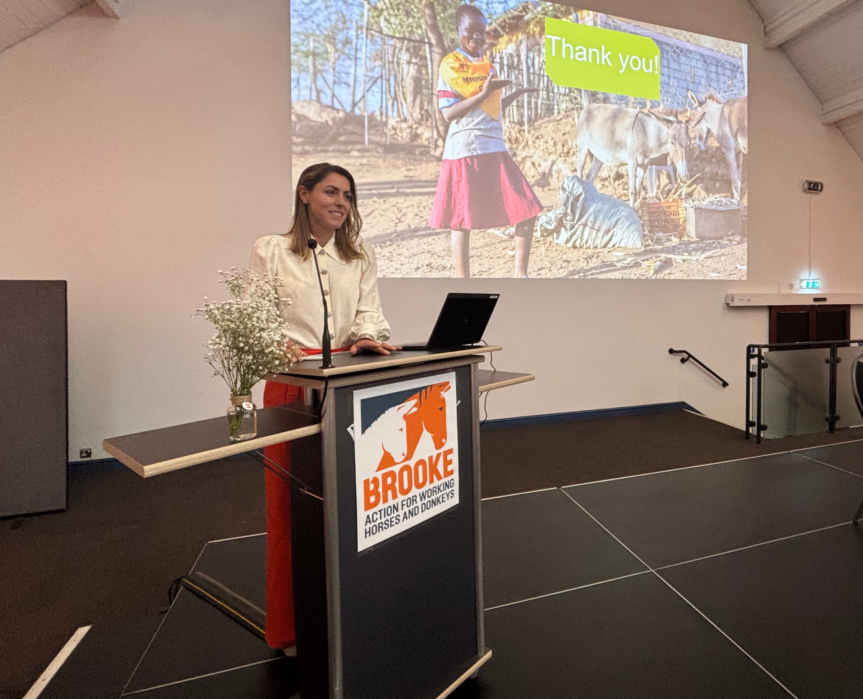 Aly Vance gives talk at Brooke supporter day 2025.