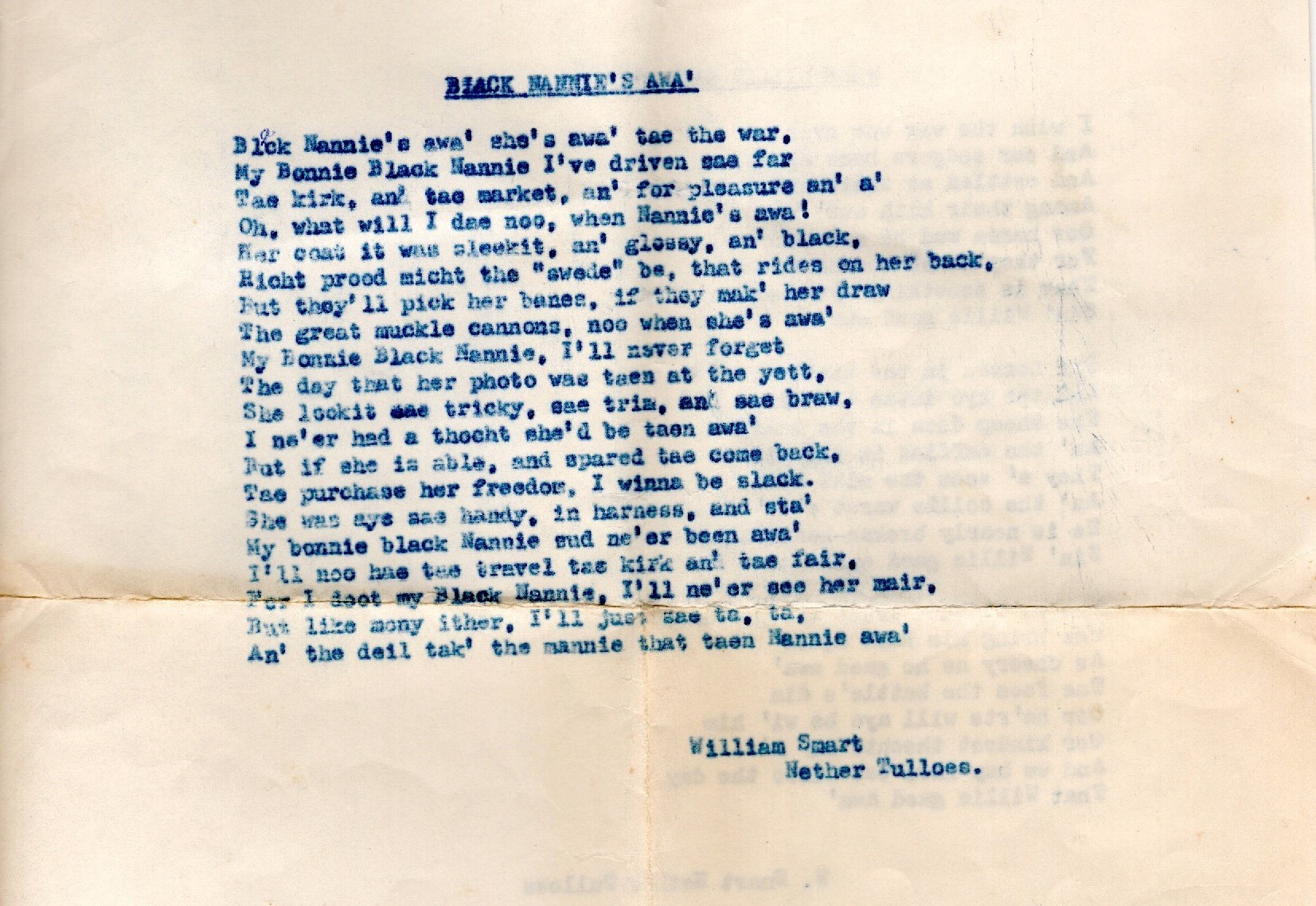 Scottish war horse poem by William Smart