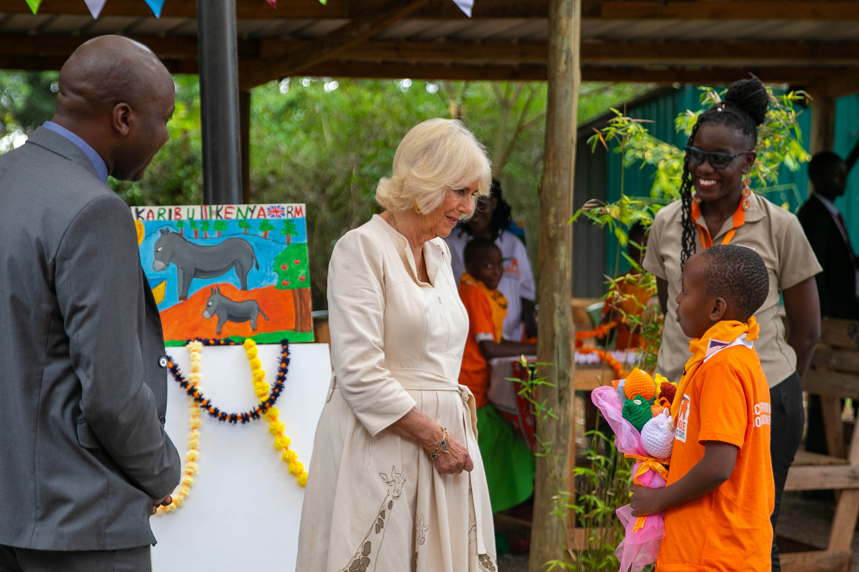 Camilla with Brooke's donkey care club in Kenya