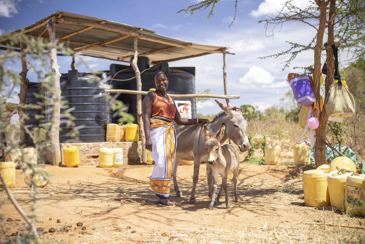 Woman and donkey in Kenya