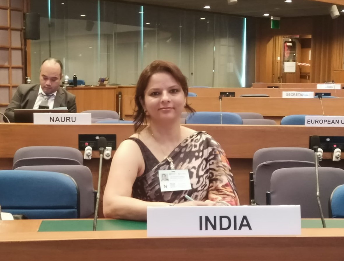 Animal charity advocate at conference 