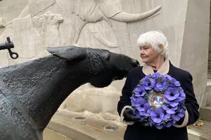 Annette Badland with horse memorial 