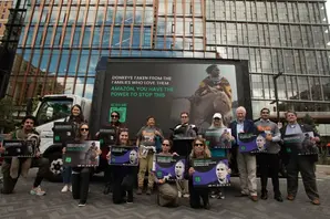 Animal welfare groups demonstrate at Amazon's Virginia headquarters