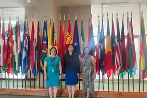 Brooke's advocacy team with Mongolia's representative at United Nations event in New York. 