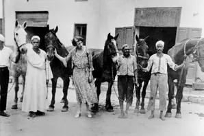 Dorothy Brooke and friends with horses in Cairo