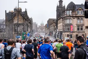 Runners running through Edinburgh