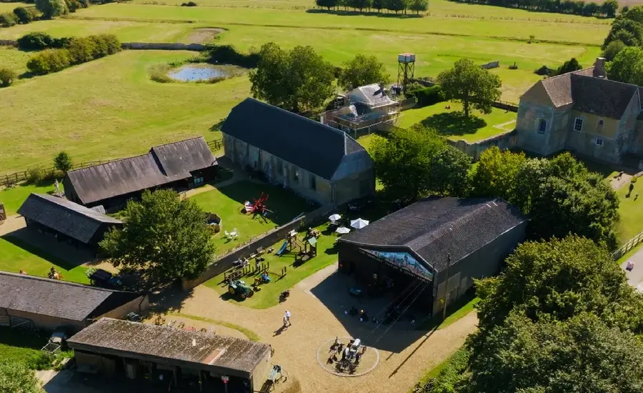 Aerial shot of Denny Abbey & Farmland Museum