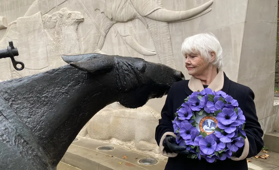 Annette Badland with horse memorial 