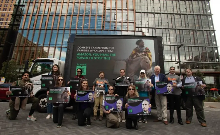 Animal welfare groups demonstrate at Amazon's Virginia headquarters