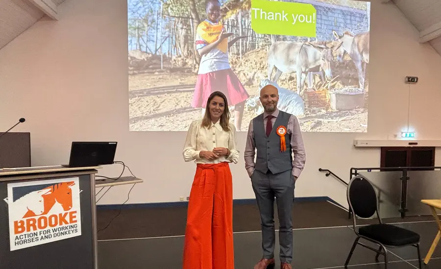 (From left) Aly Vance and Brooke's CEO, Chris Wainwright, at Brooke's supporter day.