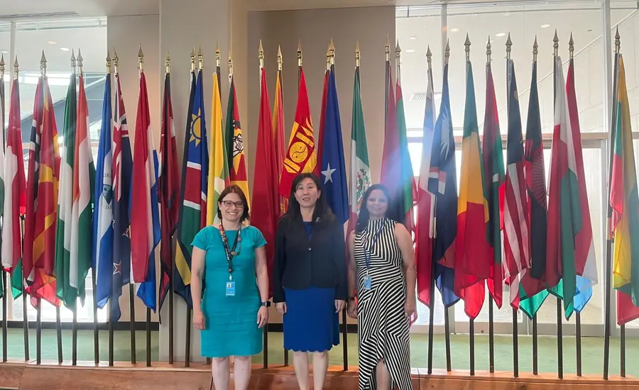 Brooke's advocacy team with Mongolia's representative at United Nations event in New York. 