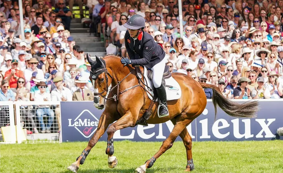 Gemma Stevens riding at Badminton Horse Trials