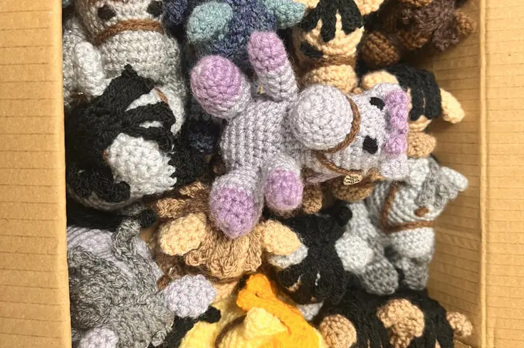 Box of crochet amigurumi horses from Brooke christmas pack