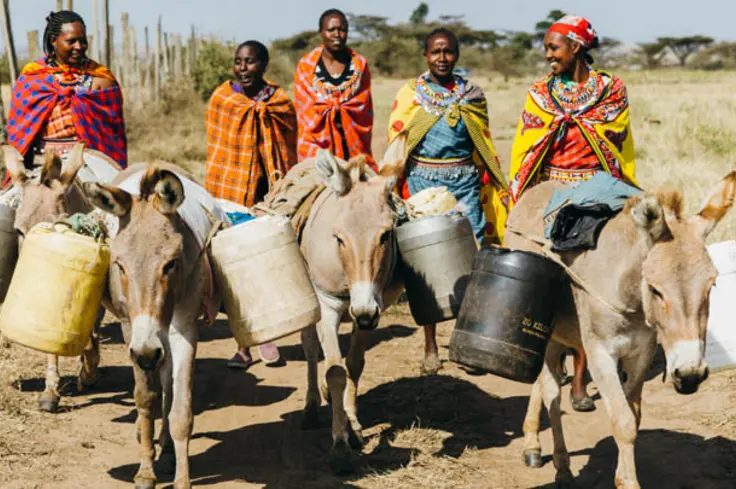 Masai women collecting water