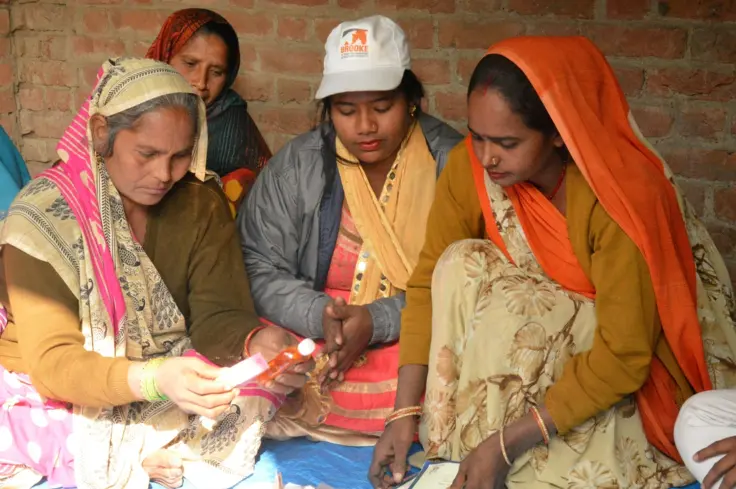 Bhagwan (left) meets with members of her equine welfare group