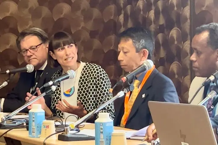 Dr Klara Saville, second from left, speaks on a panel