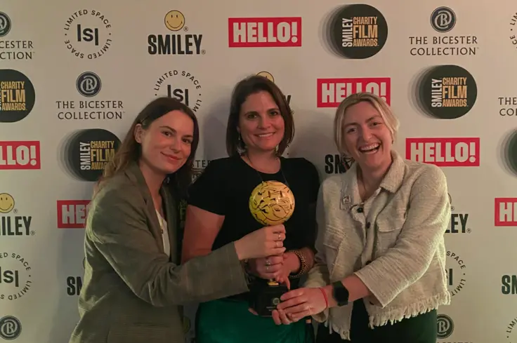 Brooke staff holding trophy at the Smiley Charity Film Awards 2025