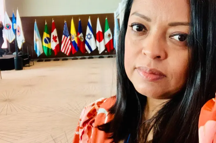 Animal charity advocate at event 