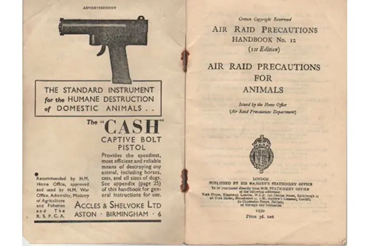 1939 Pamphlet - Air Raid Precautions For Animals