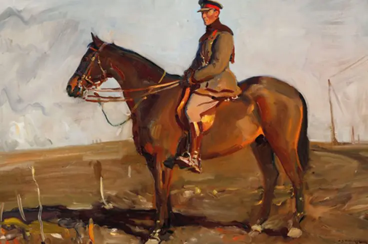 A painting of the war horse Warrior by Alfred Munnings